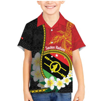 Personalised PNG Sauten Hailans Family Matching Mermaid Dress and Hawaiian Shirt Papua New Guinea Plumeria Melanesian Pattern LT14 Son's Shirt Red - Polynesian Pride