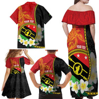 Personalised PNG Sauten Hailans Family Matching Off Shoulder Maxi Dress and Hawaiian Shirt Papua New Guinea Plumeria Melanesian Pattern LT14 - Polynesian Pride