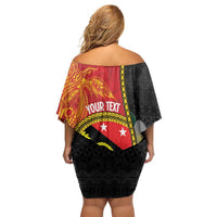 Personalised PNG Sauten Hailans Family Matching Off Shoulder Short Dress and Hawaiian Shirt Papua New Guinea Plumeria Melanesian Pattern LT14 - Polynesian Pride