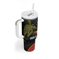 Personalised PNG Sauten Hailans Tumbler With Handle Papua New Guinea Plumeria Melanesian Pattern - Polynesian Pride