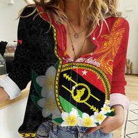 Personalised PNG Sauten Hailans Women Casual Shirt Papua New Guinea Plumeria Melanesian Pattern LT14 Female Red - Polynesian Pride