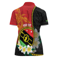 Personalised PNG Sauten Hailans Women Polo Shirt Papua New Guinea Plumeria Melanesian Pattern LT14 - Polynesian Pride