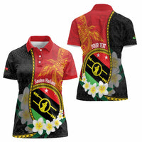 Personalised PNG Sauten Hailans Women Polo Shirt Papua New Guinea Plumeria Melanesian Pattern LT14 - Polynesian Pride
