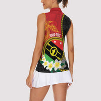Personalised PNG Sauten Hailans Women Sleeveless Polo Shirt Papua New Guinea Plumeria Melanesian Pattern LT14 - Polynesian Pride