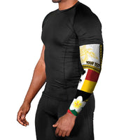 Personalised PNG Madang Provins Arm Sleeves Papua New Guinea Plumeria Melanesian Pattern - Polynesian Pride