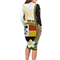 Personalised PNG Madang Provins Family Matching Long Sleeve Bodycon Dress and Hawaiian Shirt Papua New Guinea Plumeria Melanesian Pattern LT14 - Polynesian Pride