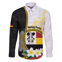 Personalised PNG Madang Provins Family Matching Off The Shoulder Long Sleeve Dress and Hawaiian Shirt Papua New Guinea Plumeria Melanesian Pattern LT14 Dad's Shirt - Long Sleeve White - Polynesian Pride