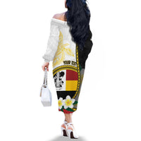 Personalised PNG Madang Provins Family Matching Off The Shoulder Long Sleeve Dress and Hawaiian Shirt Papua New Guinea Plumeria Melanesian Pattern LT14 - Polynesian Pride