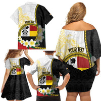 Personalised PNG Madang Provins Family Matching Off Shoulder Short Dress and Hawaiian Shirt Papua New Guinea Plumeria Melanesian Pattern LT14 - Polynesian Pride