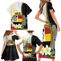 Personalised PNG Madang Provins Family Matching Short Sleeve Bodycon Dress and Hawaiian Shirt Papua New Guinea Plumeria Melanesian Pattern LT14 - Polynesian Pride