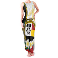 Personalised PNG Madang Provins Family Matching Tank Maxi Dress and Hawaiian Shirt Papua New Guinea Plumeria Melanesian Pattern LT14 Mom's Dress White - Polynesian Pride