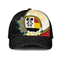 PNG Madang Provins Mesh Trucker Cap Papua New Guinea Plumeria Melanesian Pattern - Polynesian Pride
