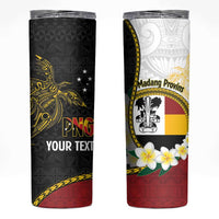 Personalised PNG Madang Provins Skinny Tumbler Papua New Guinea Plumeria Melanesian Pattern LT14 White - Polynesian Pride