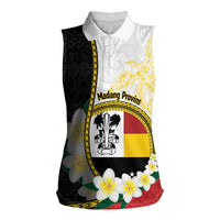 Personalised PNG Madang Provins Women Sleeveless Polo Shirt Papua New Guinea Plumeria Melanesian Pattern LT14 Female White - Polynesian Pride