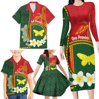 Personalised PNG Oro Provins Family Matching Long Sleeve Bodycon Dress and Hawaiian Shirt Papua New Guinea Plumeria Melanesian Pattern LT14 - Polynesian Pride