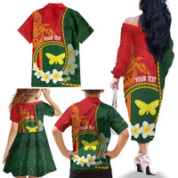 Personalised PNG Oro Provins Family Matching Off The Shoulder Long Sleeve Dress and Hawaiian Shirt Papua New Guinea Plumeria Melanesian Pattern LT14 - Polynesian Pride