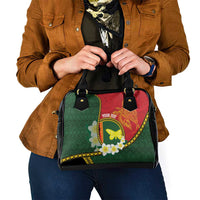 Personalised PNG Oro Provins Shoulder Handbag Papua New Guinea Plumeria Melanesian Pattern - Polynesian Pride
