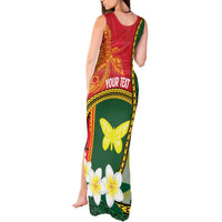 Personalised PNG Oro Provins Tank Maxi Dress Papua New Guinea Plumeria Melanesian Pattern - Polynesian Pride