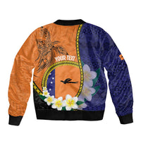 Personalised PNG Niu Ailan Bomber Jacket Papua New Guinea Plumeria Melanesian Pattern LT14 - Polynesian Pride