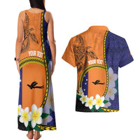 Personalised PNG Niu Ailan Couples Matching Tank Maxi Dress and Hawaiian Shirt Papua New Guinea Plumeria Melanesian Pattern LT14 - Polynesian Pride