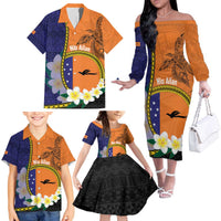 Personalised PNG Niu Ailan Family Matching Off The Shoulder Long Sleeve Dress and Hawaiian Shirt Papua New Guinea Plumeria Melanesian Pattern LT14 - Polynesian Pride