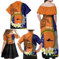 Personalised PNG Niu Ailan Family Matching Off Shoulder Maxi Dress and Hawaiian Shirt Papua New Guinea Plumeria Melanesian Pattern LT14 - Polynesian Pride