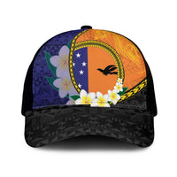 PNG Niu Ailan Mesh Trucker Cap Papua New Guinea Plumeria Melanesian Pattern - Polynesian Pride