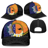 PNG Niu Ailan Mesh Trucker Cap Papua New Guinea Plumeria Melanesian Pattern - Polynesian Pride