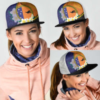 PNG Niu Ailan Mesh Trucker Cap Papua New Guinea Plumeria Melanesian Pattern - Polynesian Pride