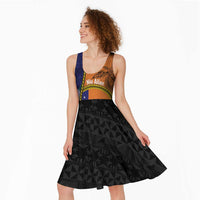 Personalised PNG Niu Ailan Midi Dress Papua New Guinea Plumeria Melanesian Pattern - Polynesian Pride