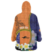 Personalised PNG Niu Ailan Wearable Blanket Hoodie Papua New Guinea Plumeria Melanesian Pattern LT14 - Polynesian Pride