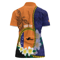 Personalised PNG Niu Ailan Women Polo Shirt Papua New Guinea Plumeria Melanesian Pattern LT14 - Polynesian Pride