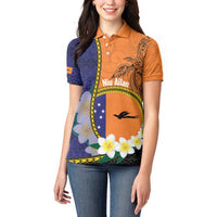 Personalised PNG Niu Ailan Women Polo Shirt Papua New Guinea Plumeria Melanesian Pattern LT14 - Polynesian Pride