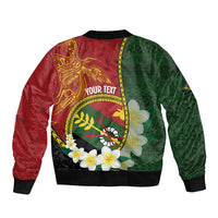 Personalised PNG Simbu Provins Bomber Jacket Papua New Guinea Plumeria Melanesian Pattern LT14 - Polynesian Pride