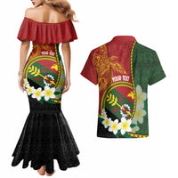 Personalised PNG Simbu Provins Couples Matching Mermaid Dress and Hawaiian Shirt Papua New Guinea Plumeria Melanesian Pattern LT14 - Polynesian Pride