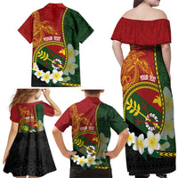 Personalised PNG Simbu Provins Family Matching Off Shoulder Maxi Dress and Hawaiian Shirt Papua New Guinea Plumeria Melanesian Pattern LT14 - Polynesian Pride