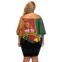 Personalised PNG Simbu Provins Family Matching Off Shoulder Short Dress and Hawaiian Shirt Papua New Guinea Plumeria Melanesian Pattern LT14 - Polynesian Pride