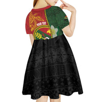 Personalised PNG Simbu Provins Kid Short Sleeve Dress Papua New Guinea Plumeria Melanesian Pattern - Polynesian Pride