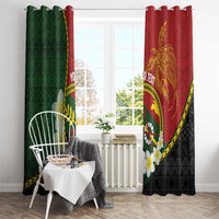 Personalised PNG Simbu Provins Window Curtain Papua New Guinea Plumeria Melanesian Pattern - Polynesian Pride