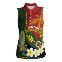 Personalised PNG Simbu Provins Women Sleeveless Polo Shirt Papua New Guinea Plumeria Melanesian Pattern LT14 Female Green - Polynesian Pride