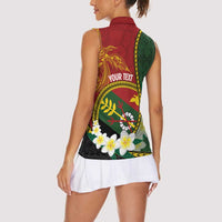 Personalised PNG Simbu Provins Women Sleeveless Polo Shirt Papua New Guinea Plumeria Melanesian Pattern LT14 - Polynesian Pride