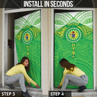 Cook Islands Manta Ray Door Cover Kuki Airani Tattoo Green Color LT14 - Polynesian Pride