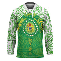 Cook Islands Manta Ray Hockey Jersey Kuki Airani Tattoo Green Color LT14 Unisex Green - Polynesian Pride