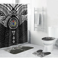 Cook Islands Manta Ray Bathroom Set Kuki Airani Tattoo Black Color LT14 Bathroom Set (4 pcs) Black - Polynesian Pride