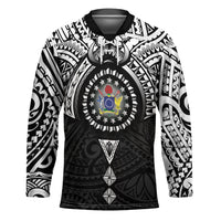 Cook Islands Manta Ray Hockey Jersey Kuki Airani Tattoo Black Color LT14 Unisex Black - Polynesian Pride