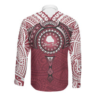 Personalised Cook Islands Mangaia Long Sleeve Button Shirt Map With Kuki Airani Manta Ray Tattoo LT14 - Polynesian Pride