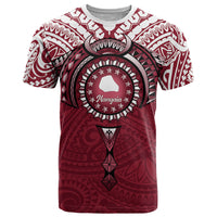 Personalised Cook Islands Mangaia T Shirt Map With Kuki Airani Manta Ray Tattoo LT14 Maroon - Polynesian Pride