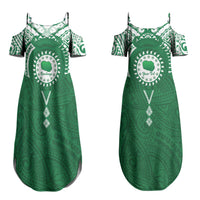 Personalised Cook Islands Rarotonga Couples Matching Summer Maxi Dress and Hawaiian Shirt Map With Kuki Airani Manta Ray Tattoo LT14 - Polynesian Pride