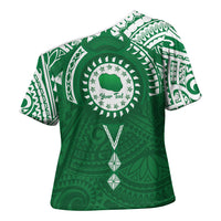 Personalised Cook Islands Rarotonga Cross Shoulder Shirt Map With Kuki Airani Manta Ray Tattoo LT14 - Polynesian Pride