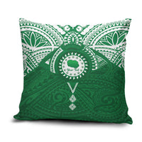 Personalised Cook Islands Rarotonga Pillow Cover Map With Kuki Airani Manta Ray Tattoo LT14 Green - Polynesian Pride